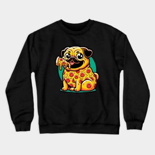 Pizza Pug Dog Eating Pizza Crewneck Sweatshirt